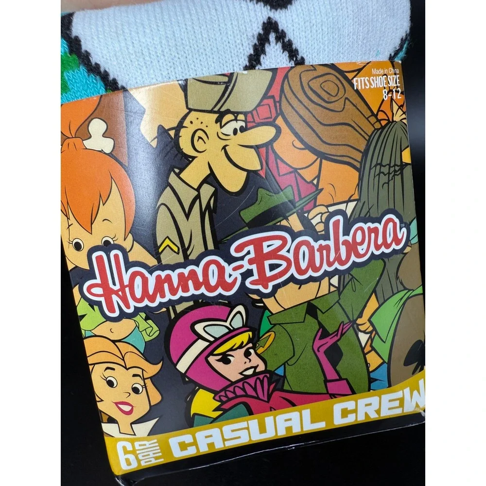 Hanna Barbera Casual Crew Socks 6 Pair‎ Pack Men's Fits Shoe Size 8-12